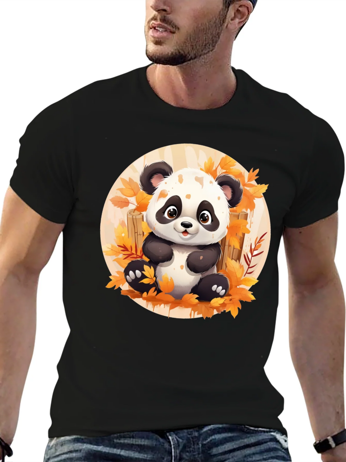 Cute Panda T-Shirt - Autumn Leaves Design product image 6