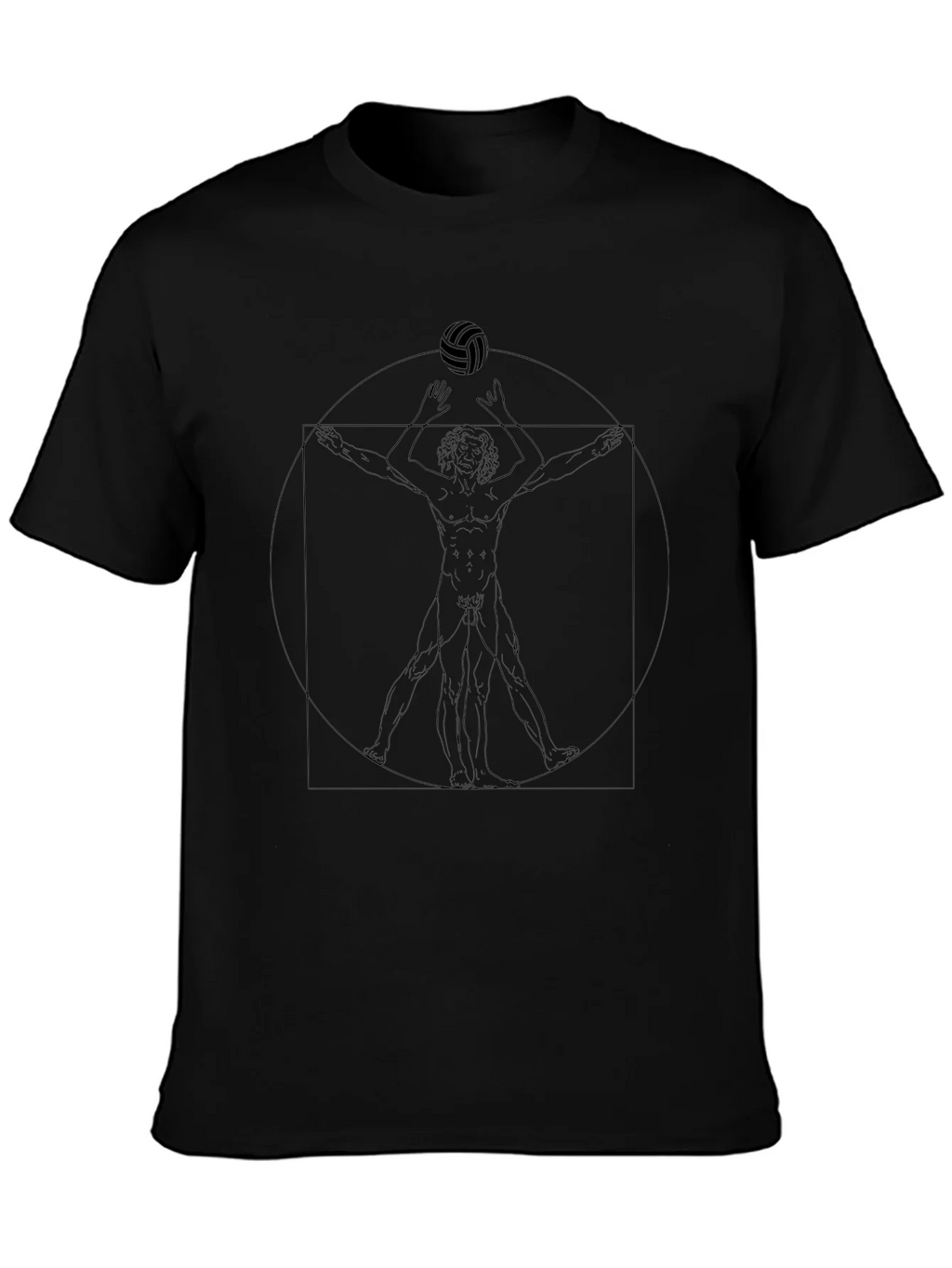 Volleyball Vitruvian Man Black Graphic Tee product image 3