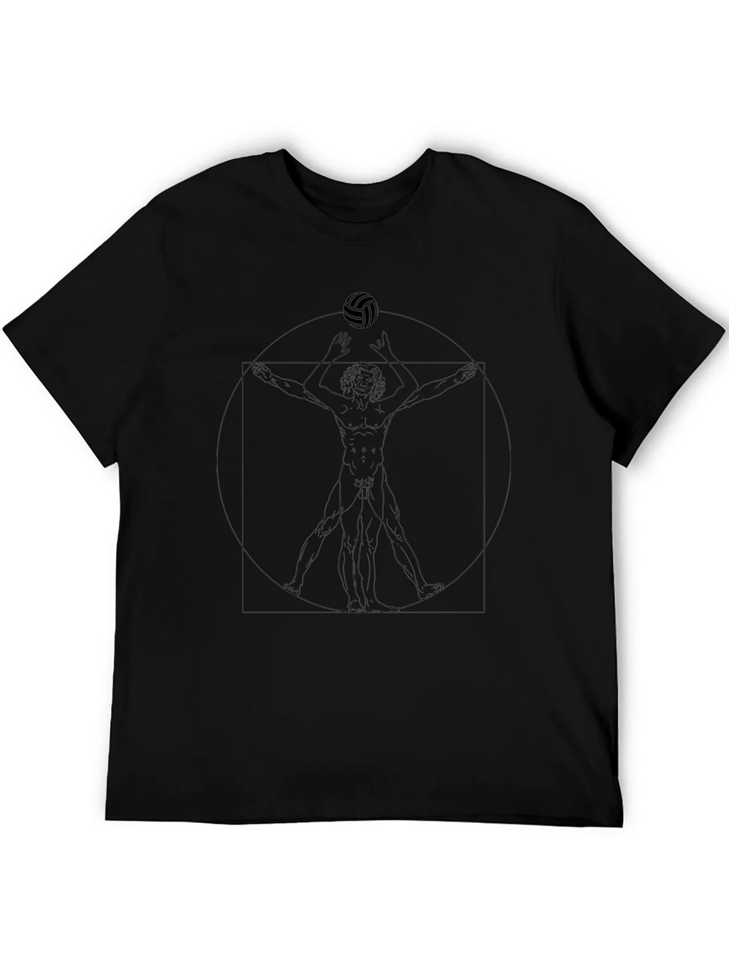 Volleyball Vitruvian Man Black Graphic Tee product image 5