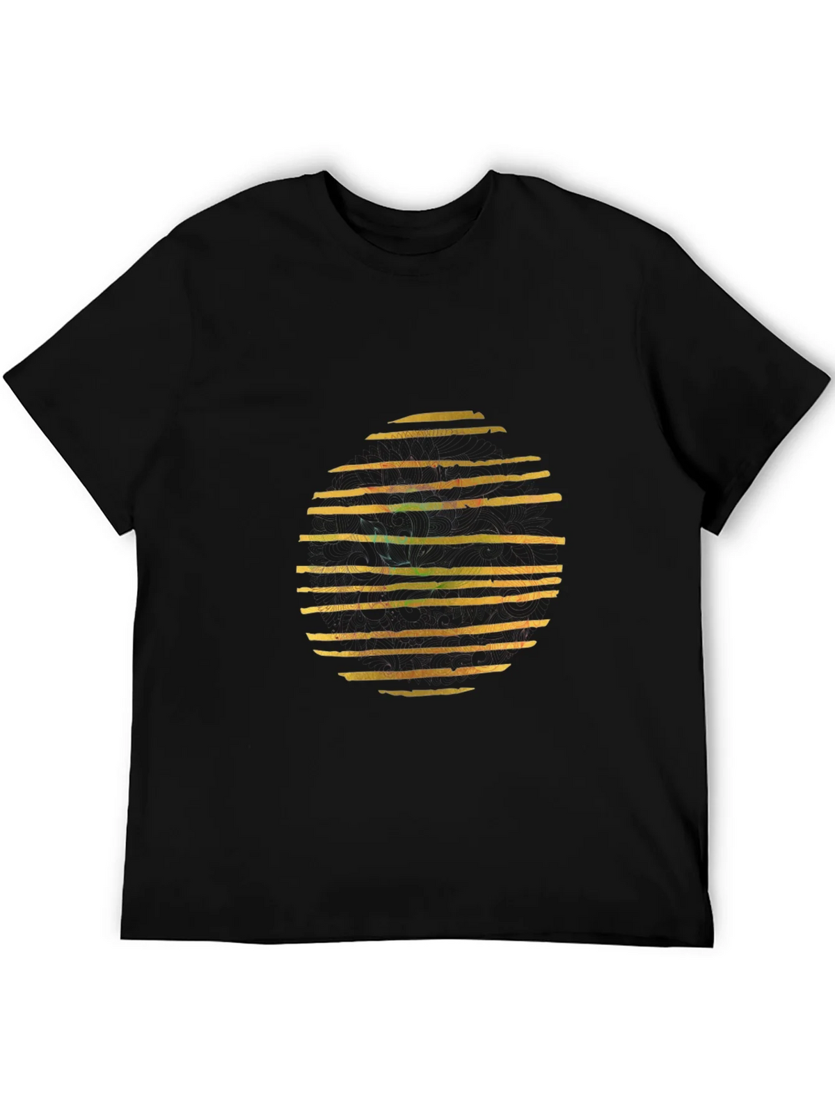 Abstract Striped Circle Graphic Black T-Shirt product image 5