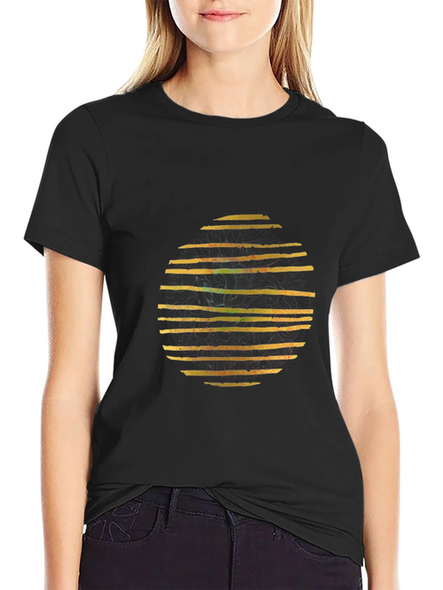 Abstract Striped Circle Graphic Black T-Shirt product image 2