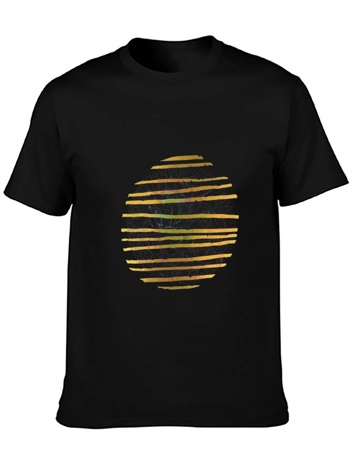 Abstract Striped Circle Graphic Black T-Shirt product image 3