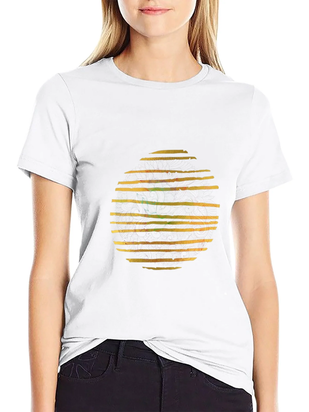 Abstract Striped Circle Graphic Black T-Shirt product image 8
