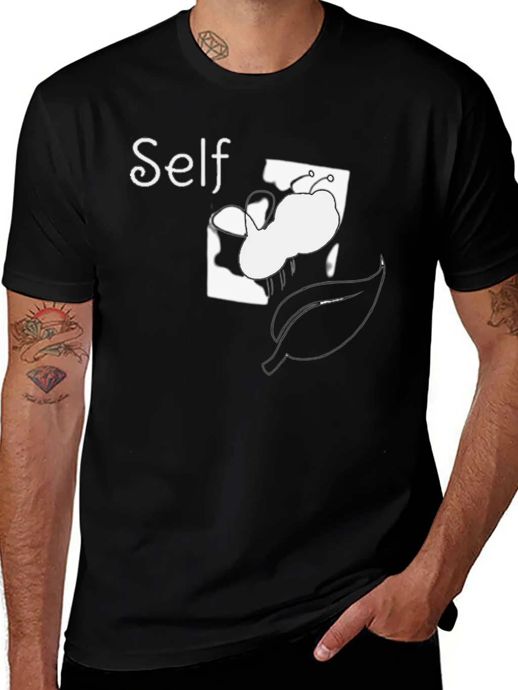 Self Butterfly Graphic Tee - Black Cotton Comfort Fit product image 1