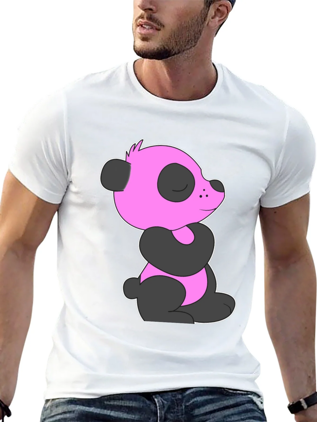 Pink Panda Graphic Black T-Shirt product image 12