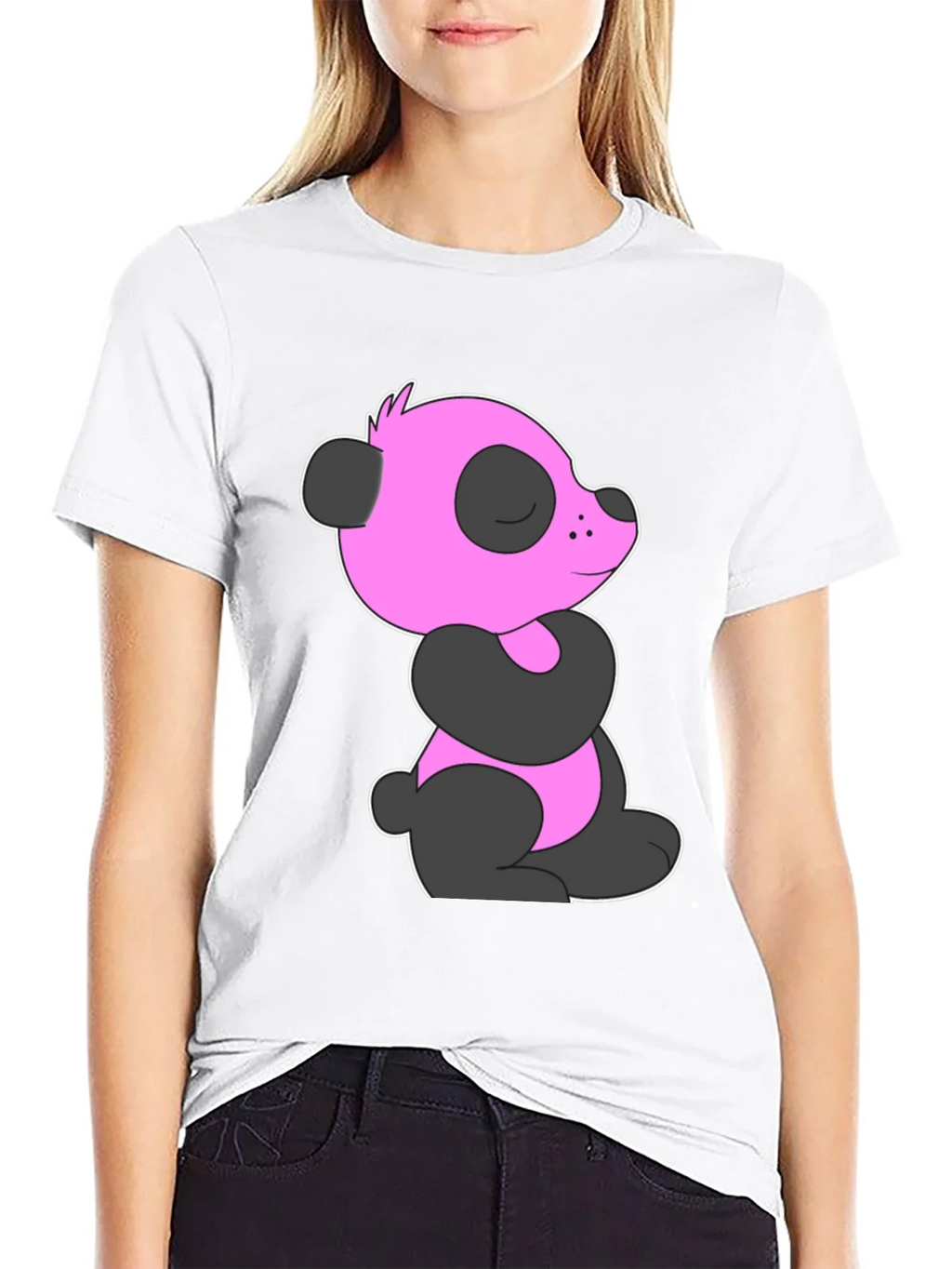 Pink Panda Graphic Black T-Shirt product image 8