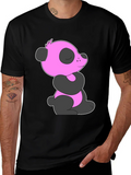 Pink Panda Graphic Black T-Shirt product image 1