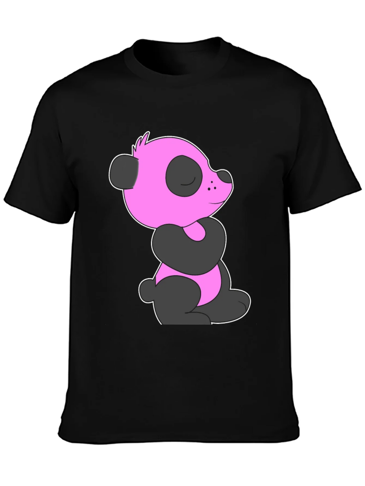 Pink Panda Graphic Black T-Shirt product image 3