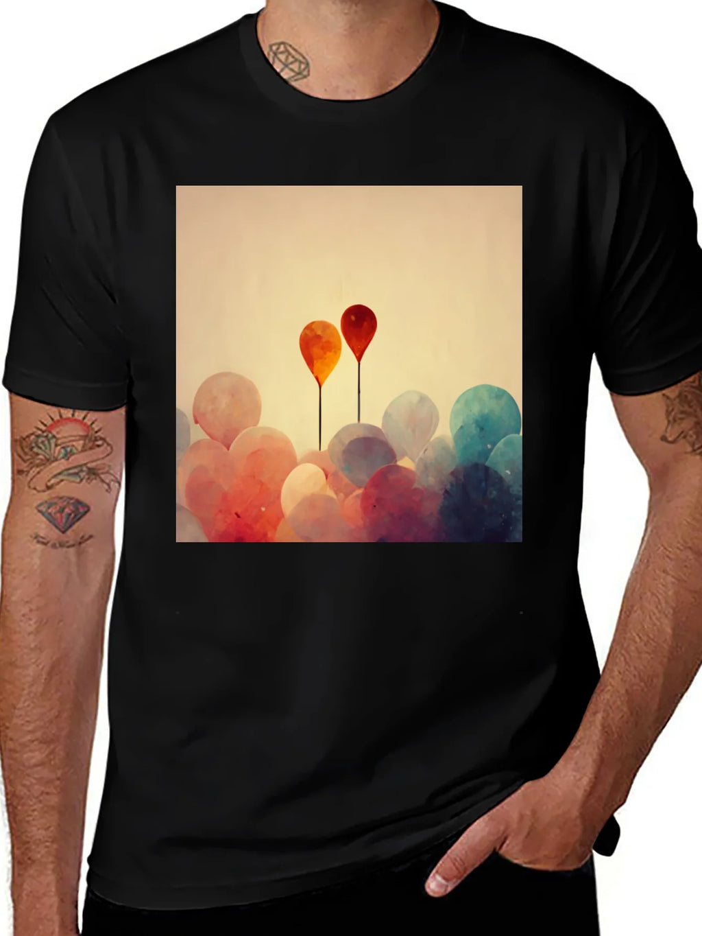 Balloon Art Graphic Tee - Modern Abstract Design product image 1