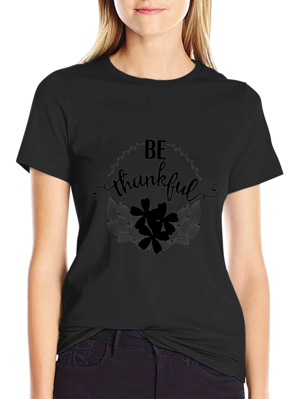 Be Thankful Black Graphic T-Shirt product image 2