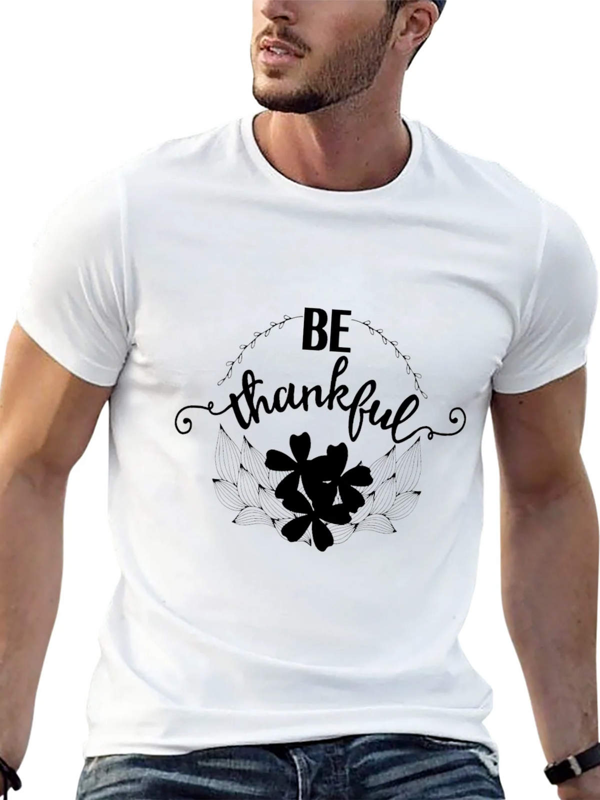 Be Thankful Black Graphic T-Shirt product image 12