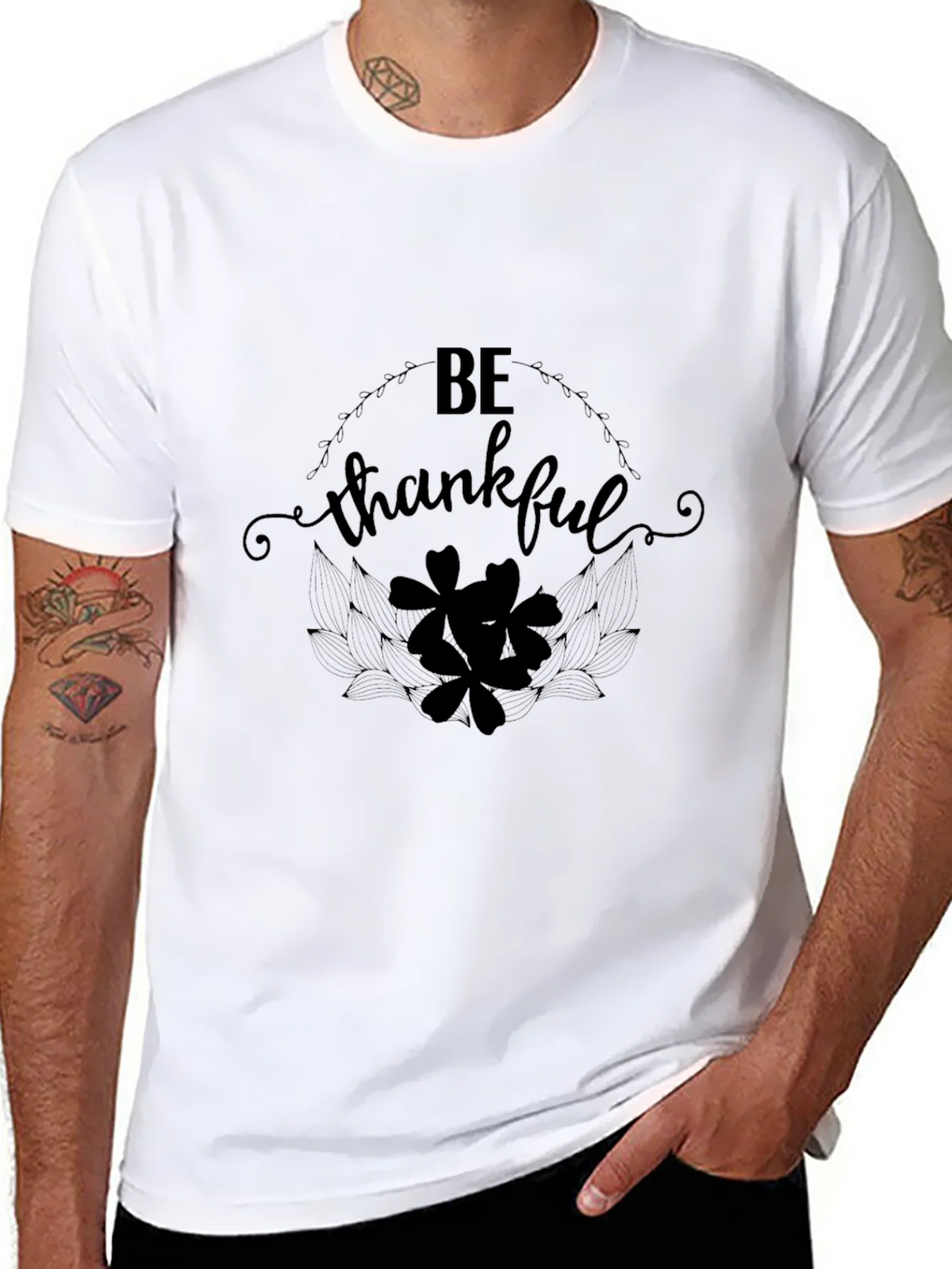 Be Thankful Black Graphic T-Shirt product image 7