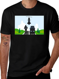 Graphic Tee: Motorcycle & Helicopter Chase product image 1