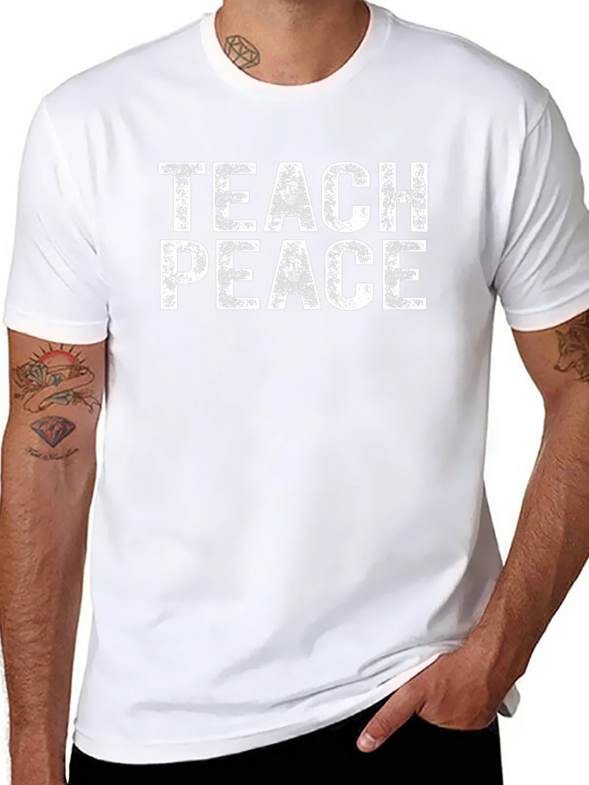 Teach Peace Graphic Tee - Black Cotton T-Shirt product image 7