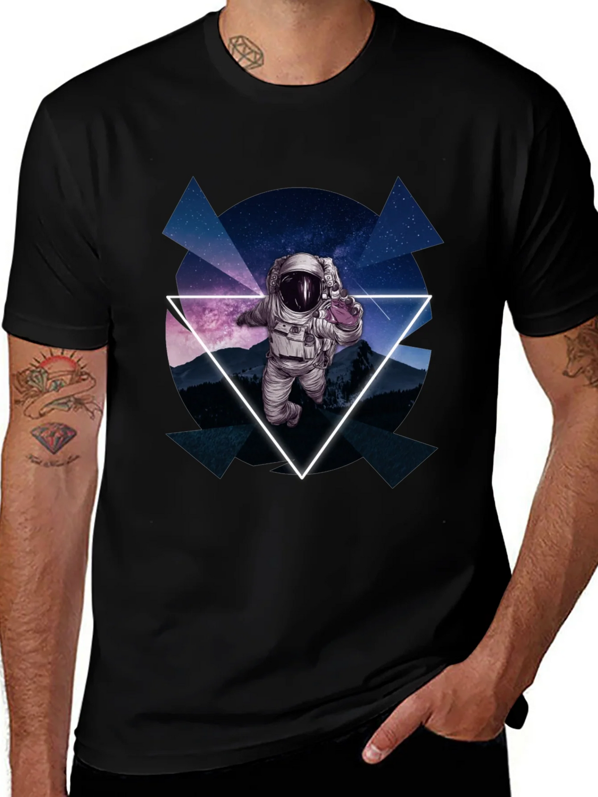 Astronaut in Space T-Shirt - Geometric Design product image 1