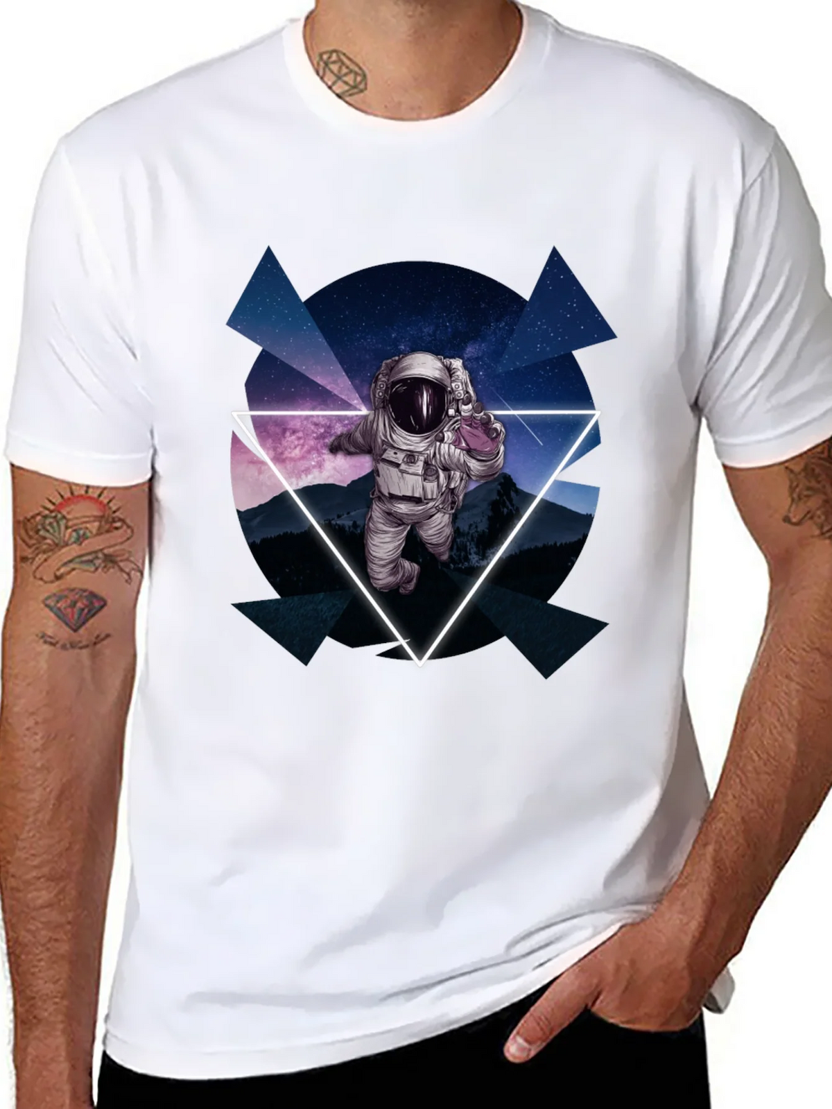 Astronaut in Space T-Shirt - Geometric Design product image 7