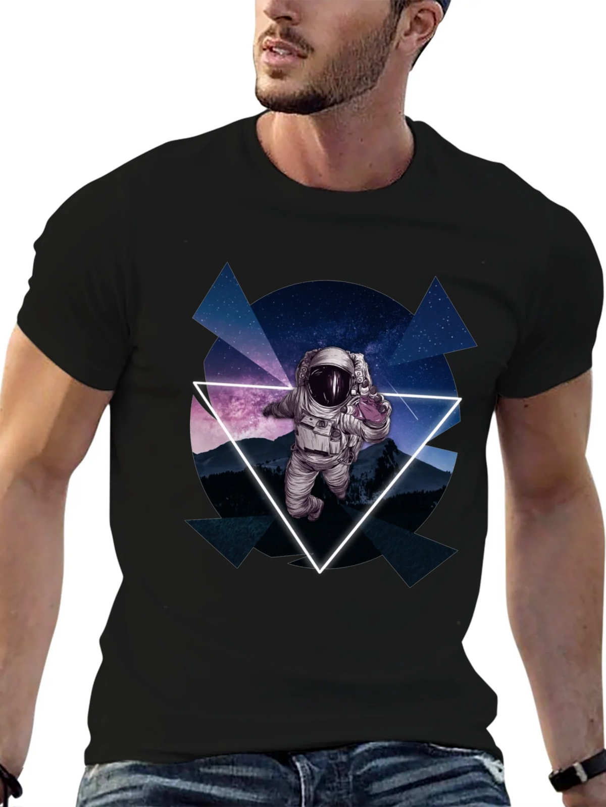 Astronaut in Space T-Shirt - Geometric Design product image 6