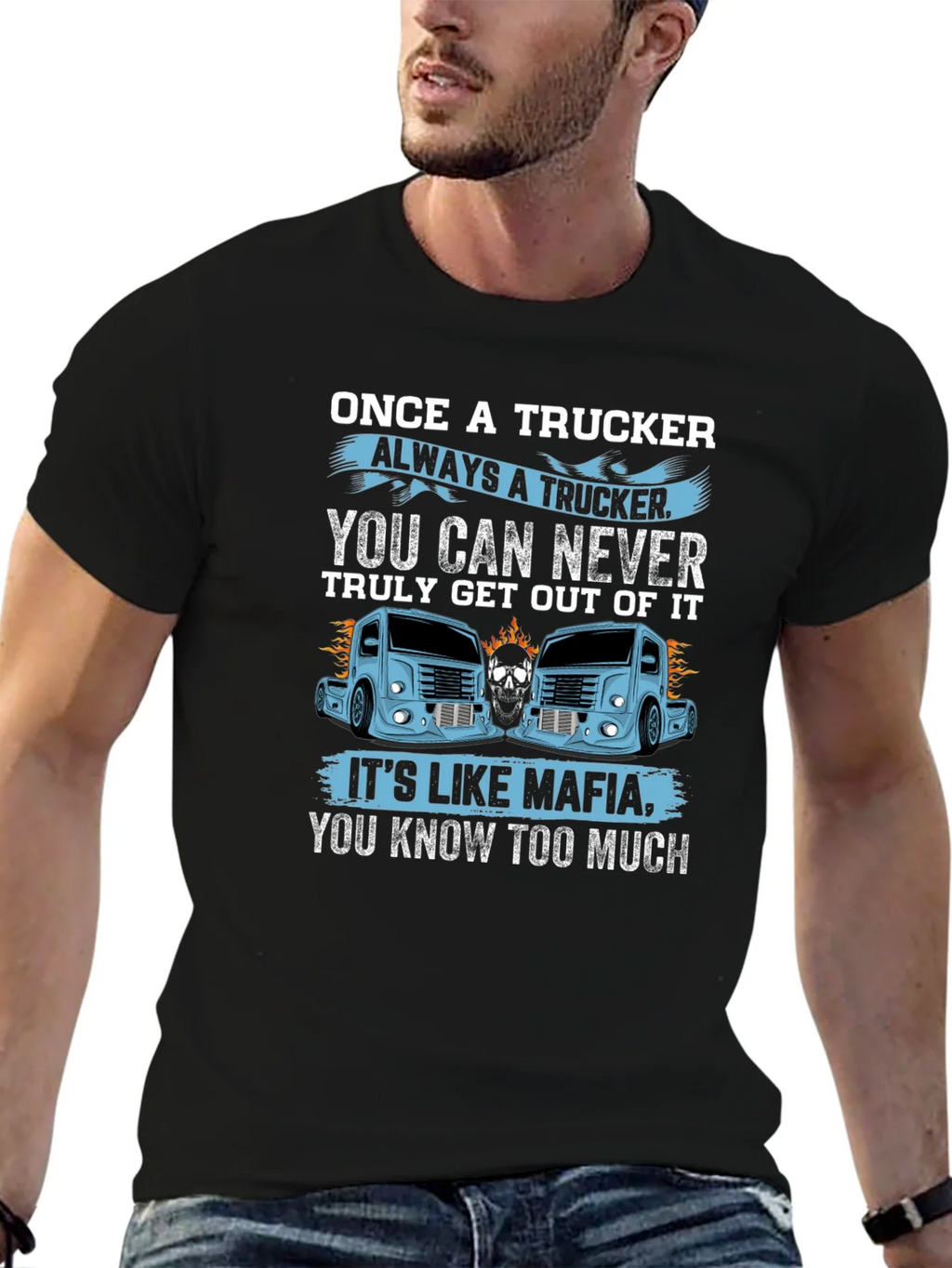 Once A Trucker Always A Black Graphic T-Shirt product image 6