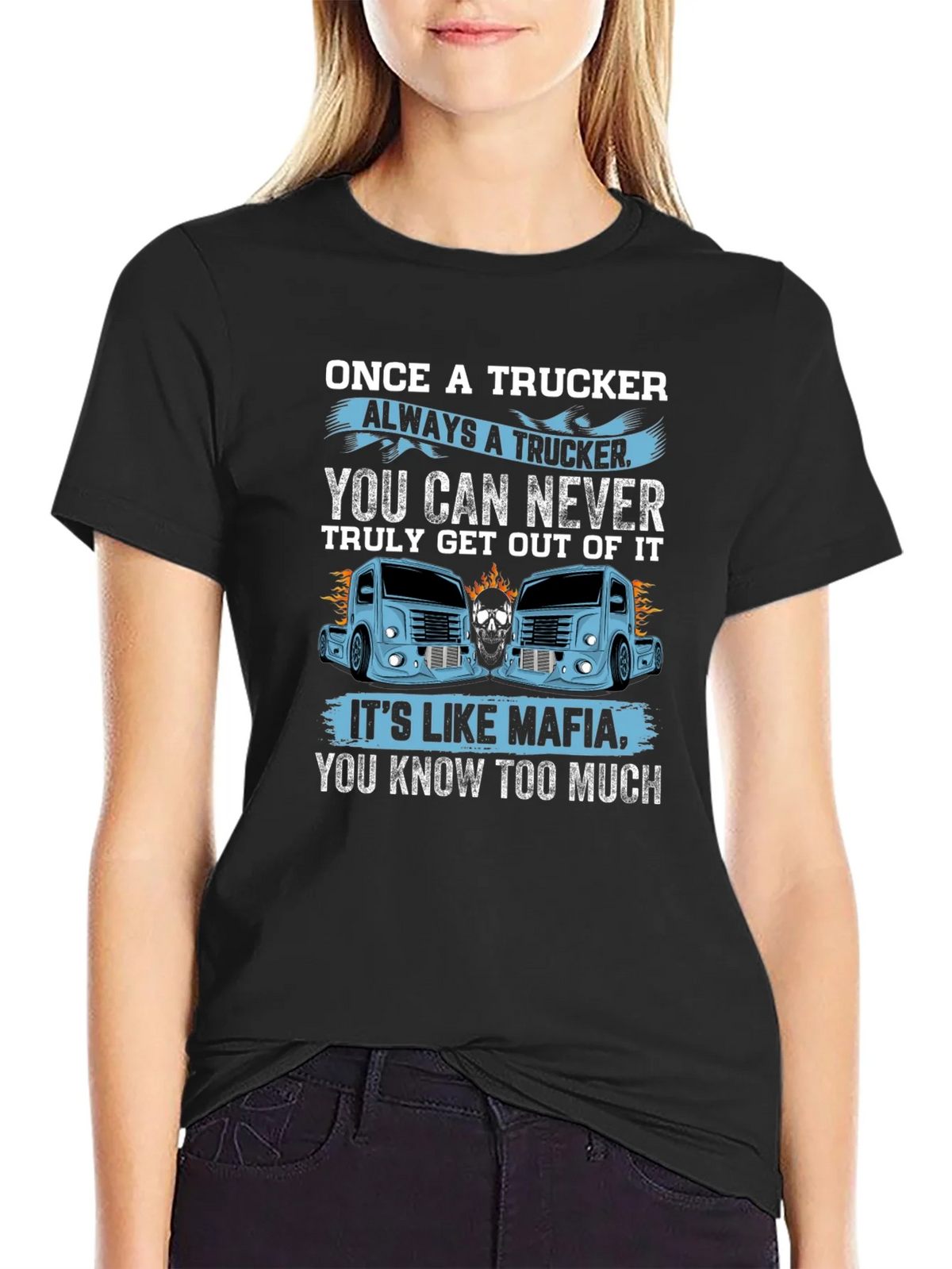 Once A Trucker Always A Black Graphic T-Shirt product image 2