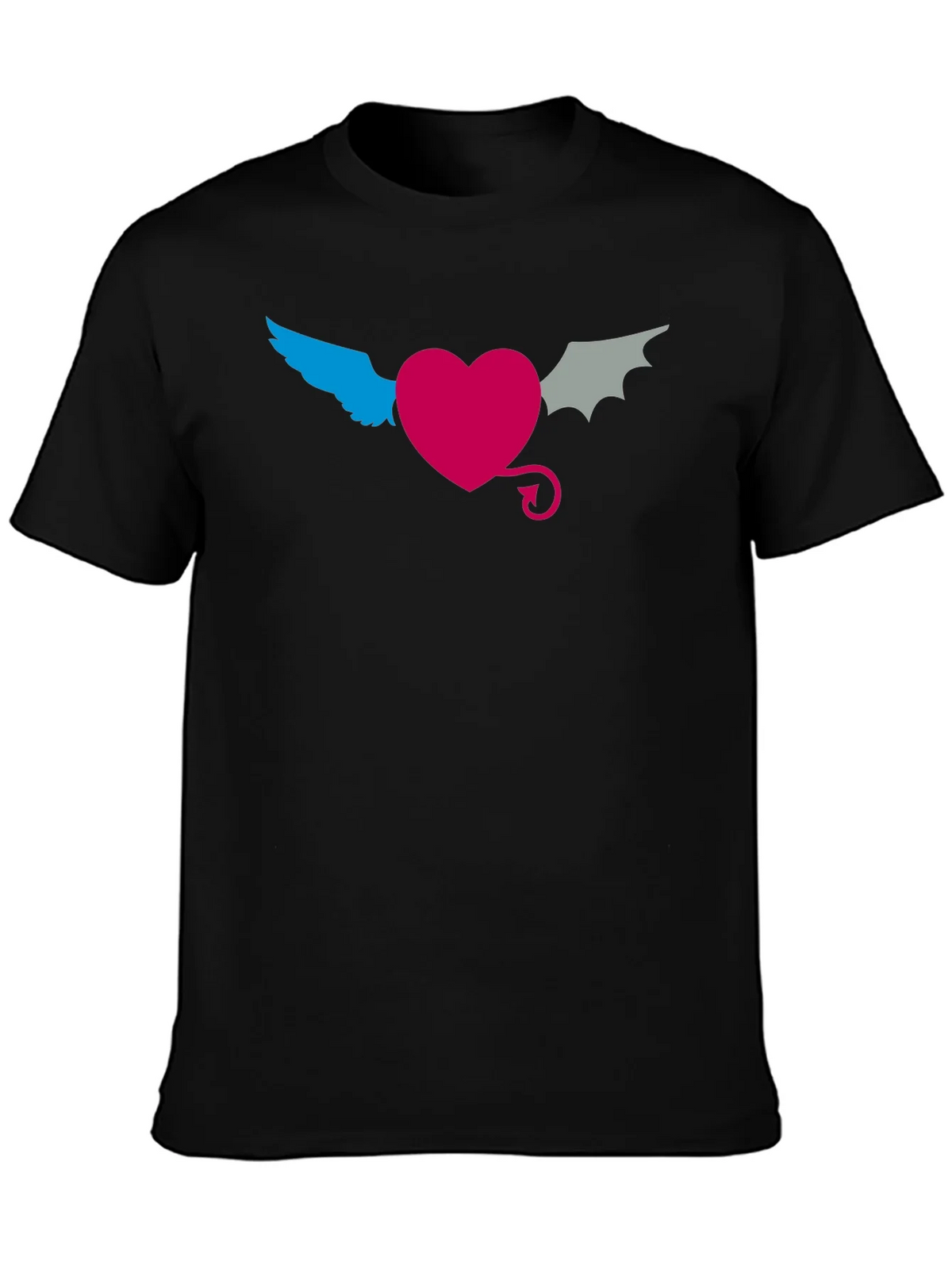 Angel Devil Heart Tee - Black Cotton T-Shirt product image 3