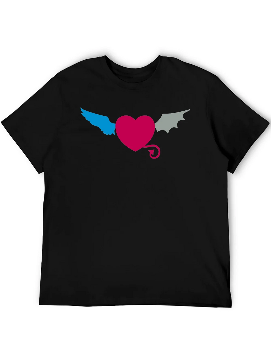Angel Devil Heart Tee - Black Cotton T-Shirt product image 5