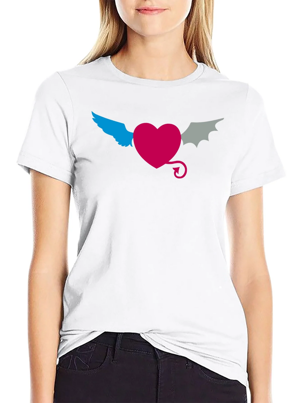 Angel Devil Heart Tee - Black Cotton T-Shirt product image 8