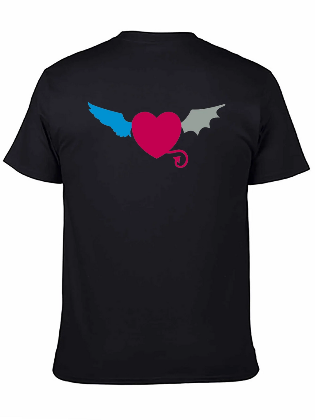 Angel Devil Heart Tee - Black Cotton T-Shirt product image 4
