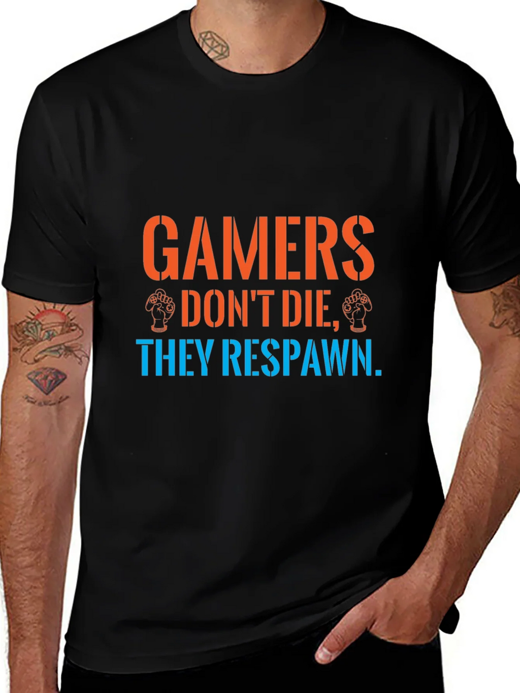 Gamers Respawn Black T-Shirt - Funny Gaming Tee product image 1