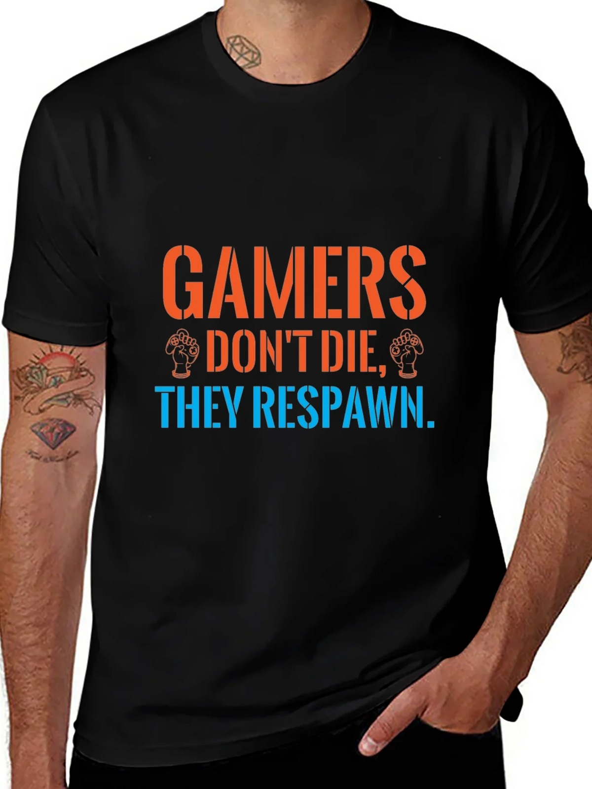 Gamers Respawn Black T-Shirt - Funny Gaming Tee product image 1