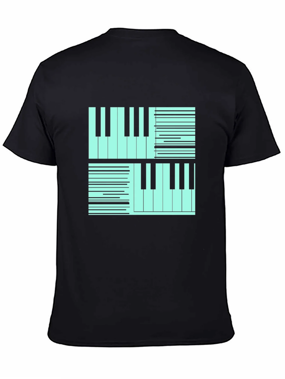 Cool Piano Keys Graphic Print Black T-Shirt product image 4