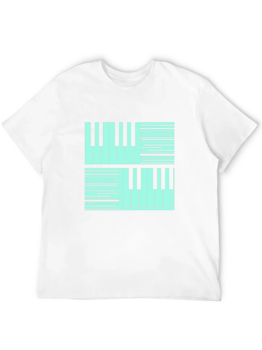Cool Piano Keys Graphic Print Black T-Shirt product image 11