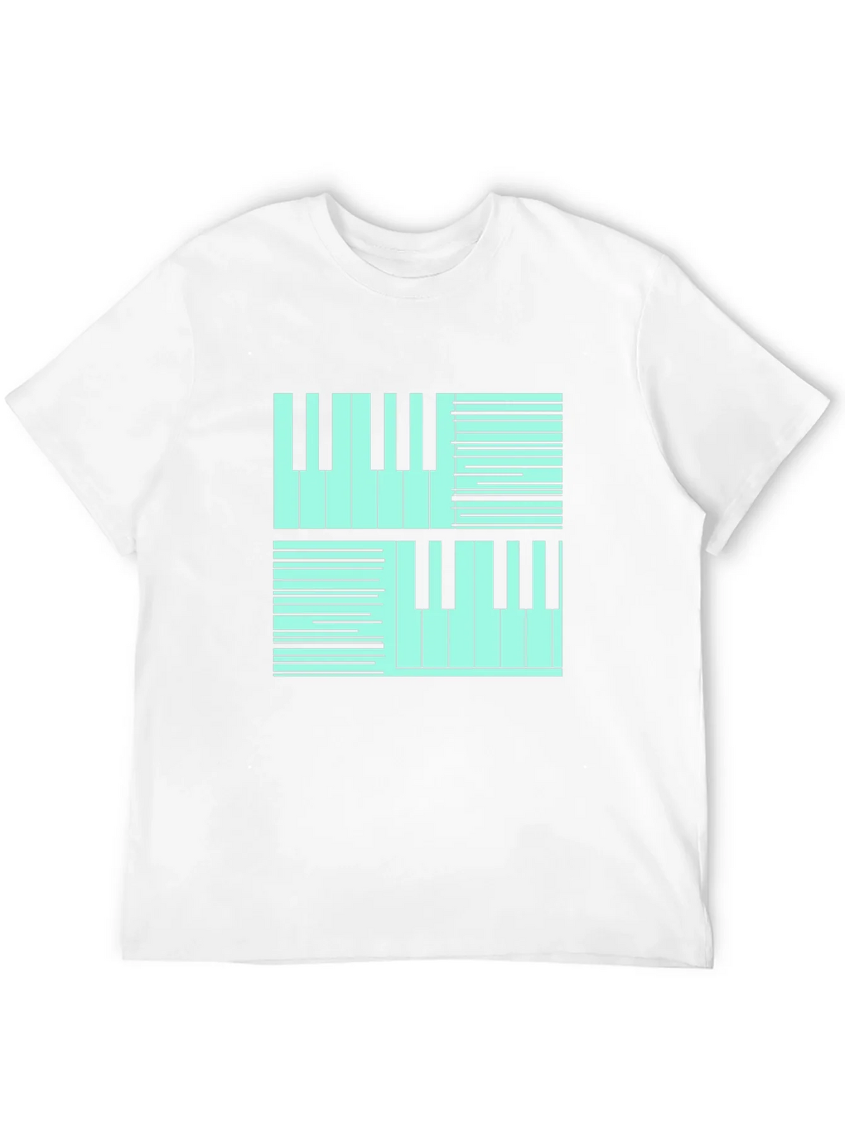 Cool Piano Keys Graphic Print Black T-Shirt product image 11