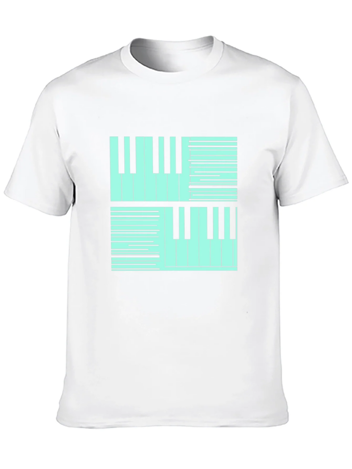 Cool Piano Keys Graphic Print Black T-Shirt product image 9