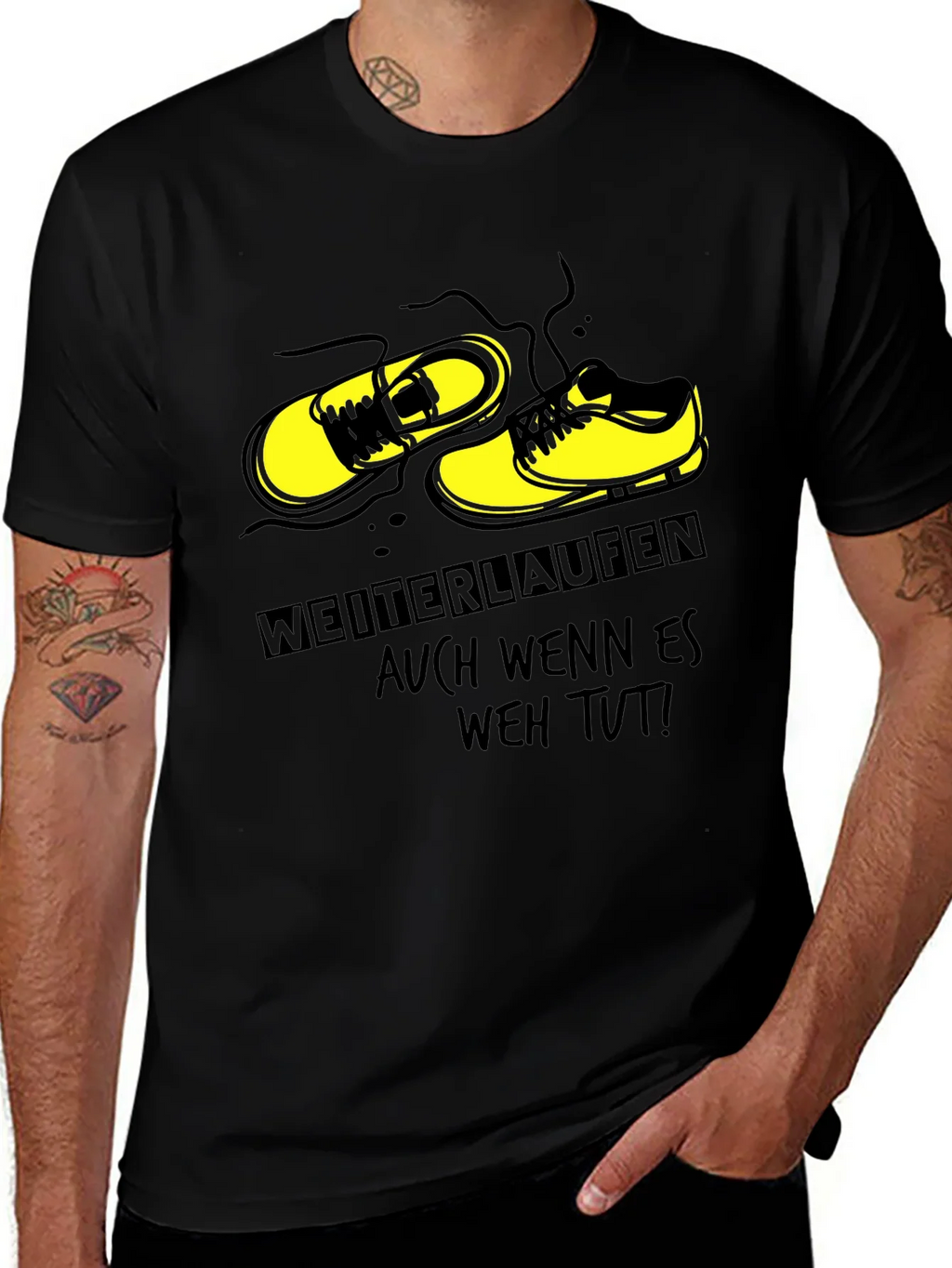 Running Shoes Graphic Black T-Shirt