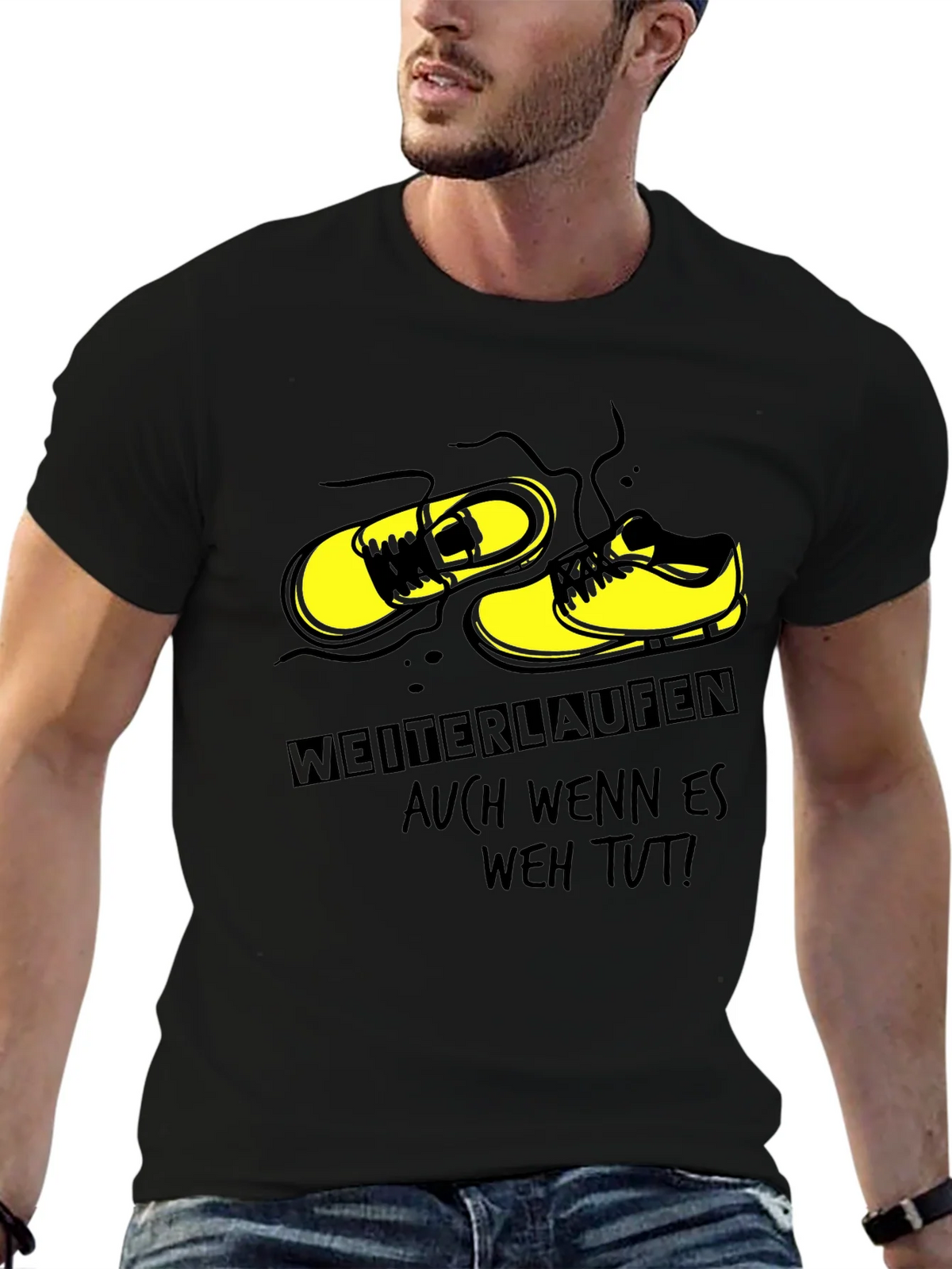Running Shoes Graphic Black T-Shirt