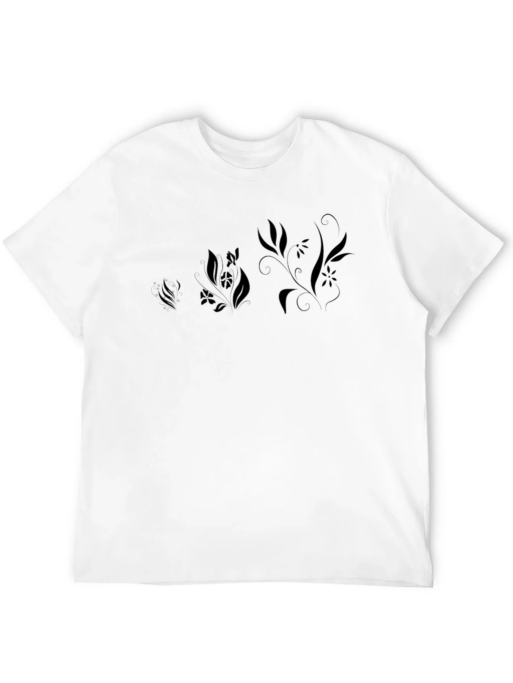Black Floral Print Mens T-Shirt product image 11