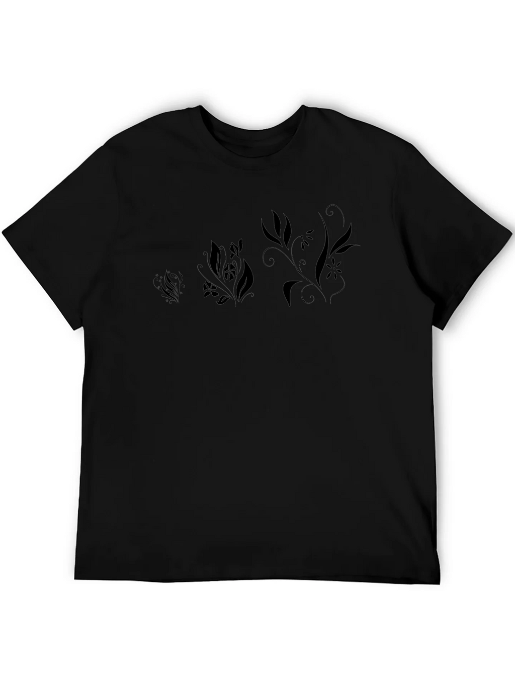 Black Floral Print Mens T-Shirt product image 5