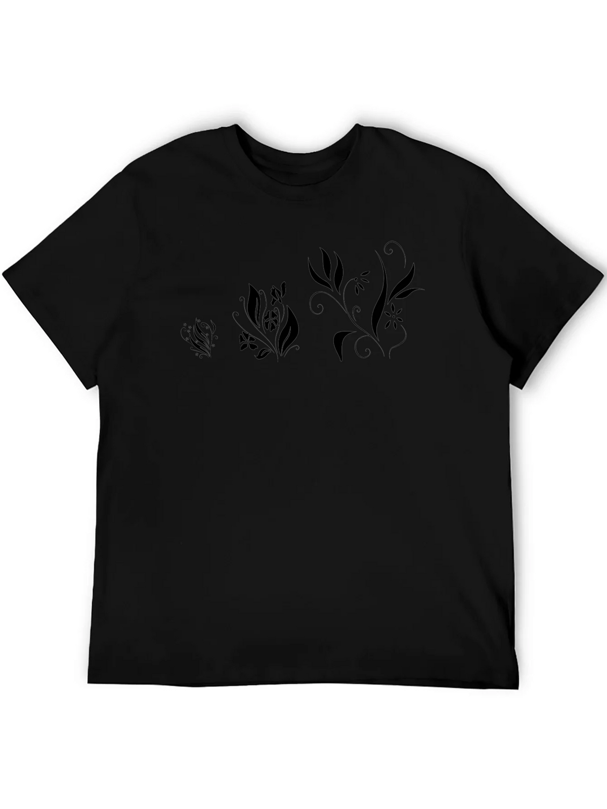 Black Floral Print Mens T-Shirt product image 5