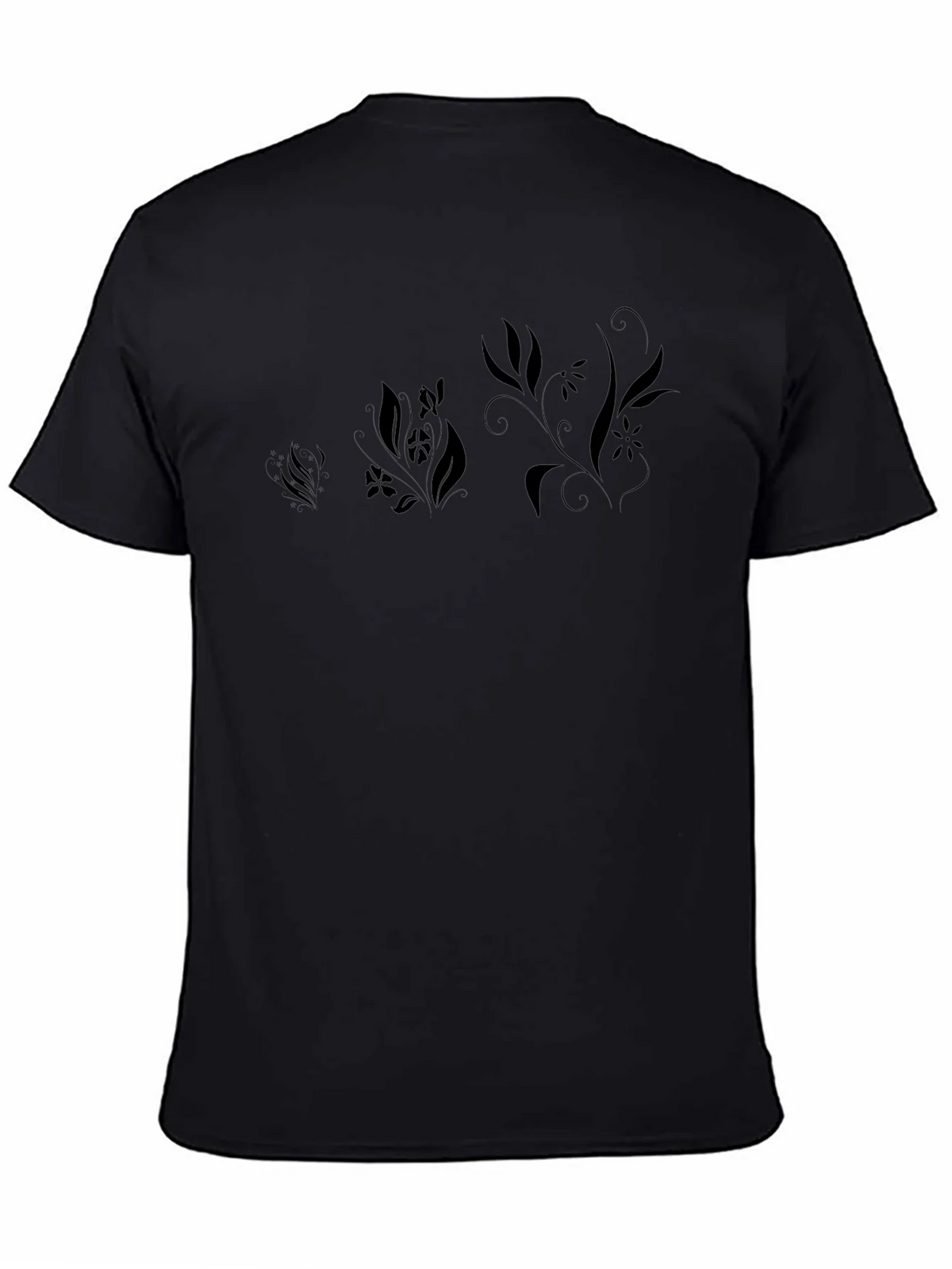 Black Floral Print Mens T-Shirt product image 4