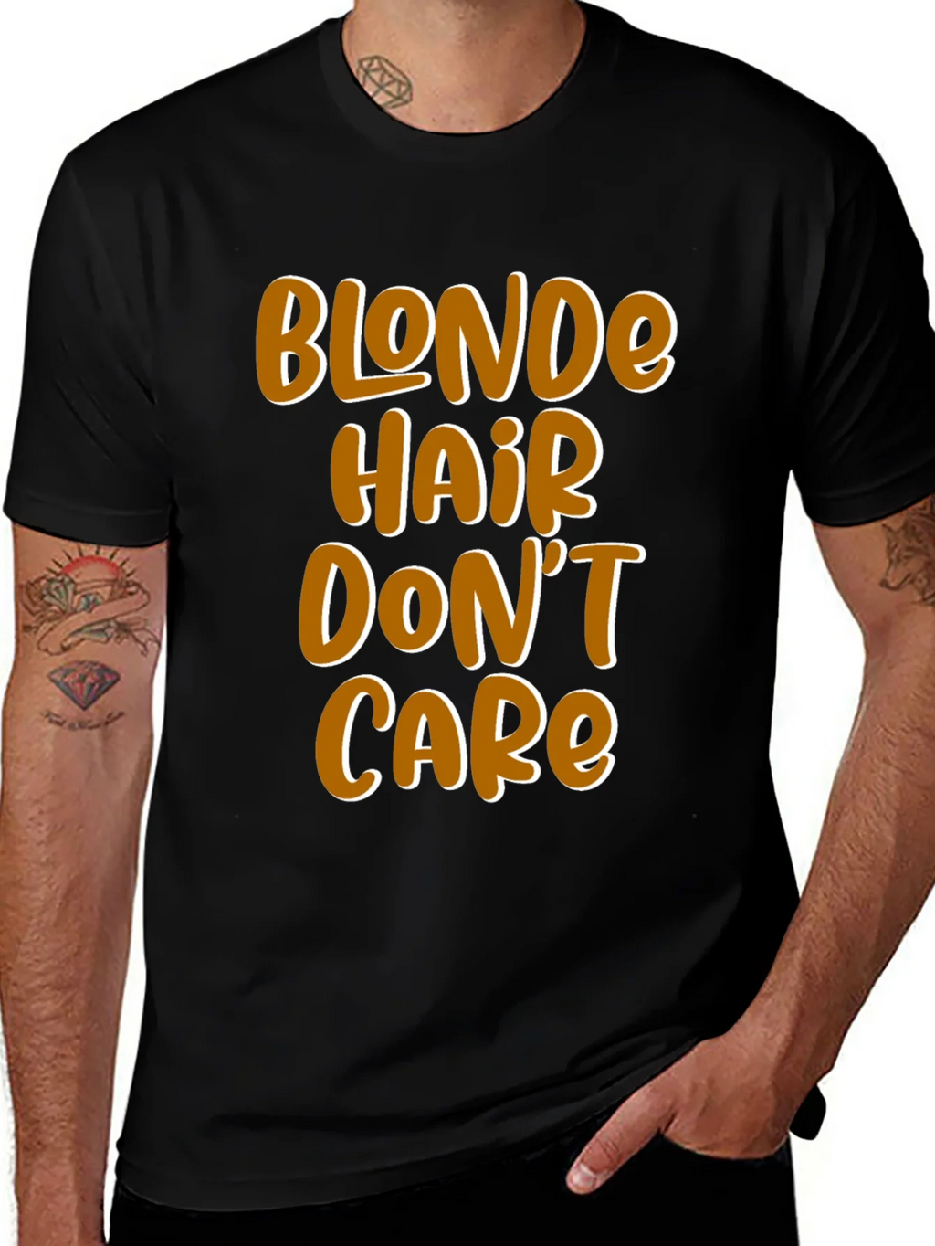 Blonde Hair Dont Care Graphic Tee - Mens Black T-Shirt product image 1