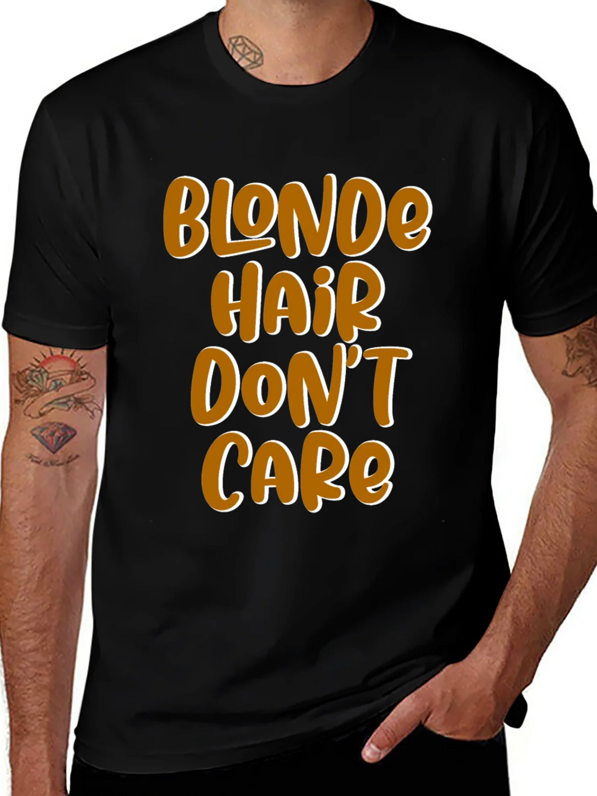 Blonde Hair Dont Care Graphic Tee - Mens Black T-Shirt product image 1