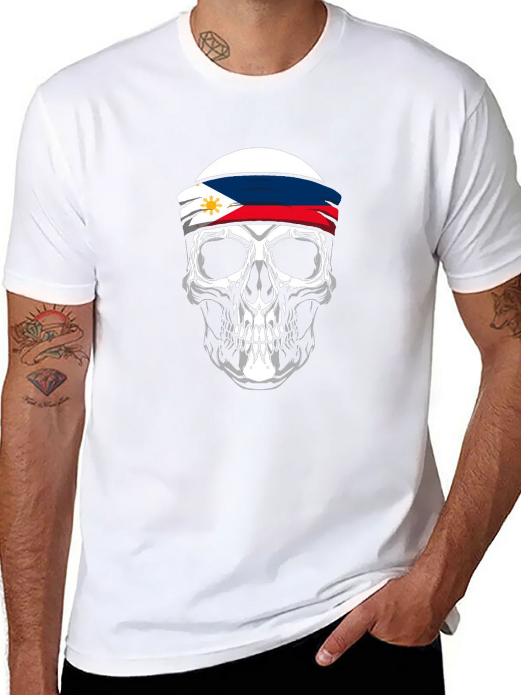 Philippine Flag Skull Graphic Tee - Black product image 7