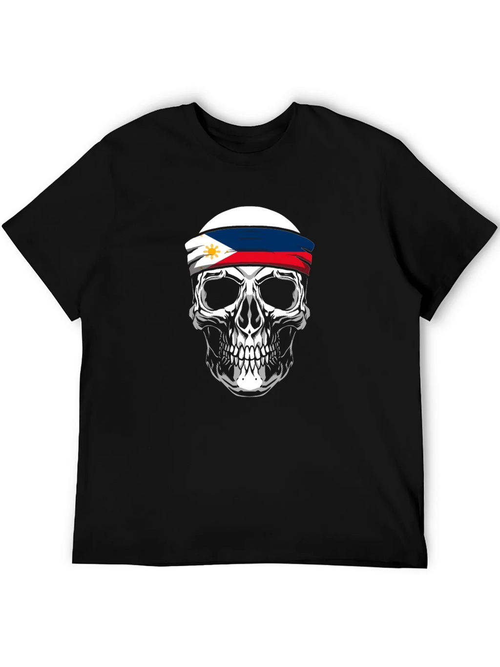 Philippine Flag Skull Graphic Tee - Black product image 5