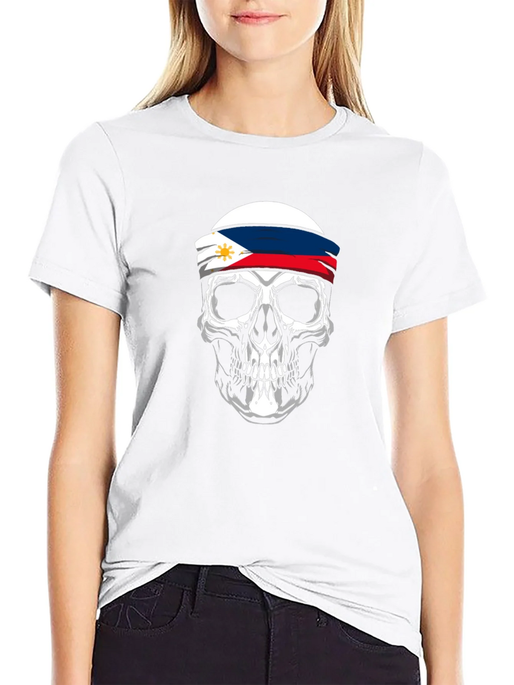 Philippine Flag Skull Graphic Tee - Black product image 8