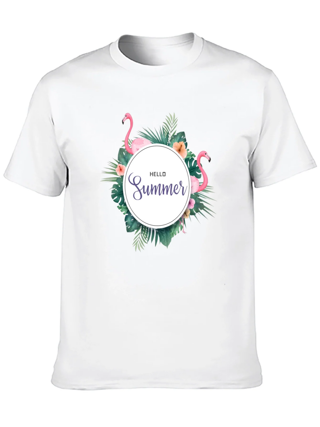 Tropical Flamingo Black T-Shirt - Hello Summer Design product image 9