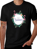 Tropical Flamingo Black T-Shirt - Hello Summer Design product image 1