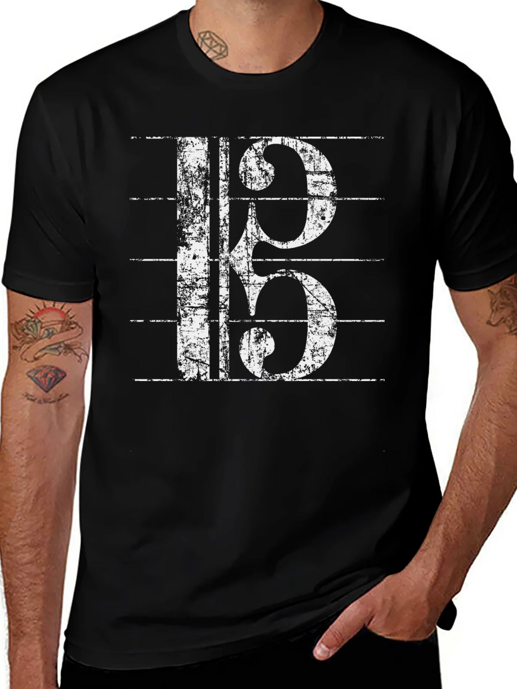 Musical Clef Graphic Tee - Black Cotton T-Shirt product image 1