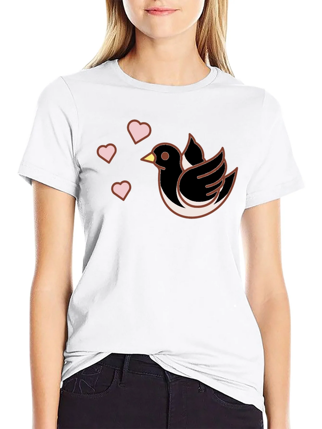 Bird & Hearts Graphic Black T-Shirt product image 8