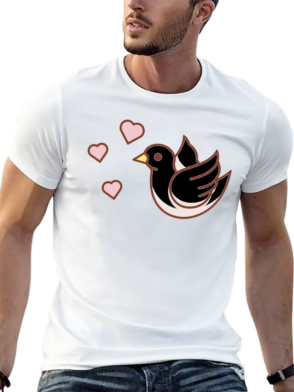 Bird & Hearts Graphic Black T-Shirt product image 12