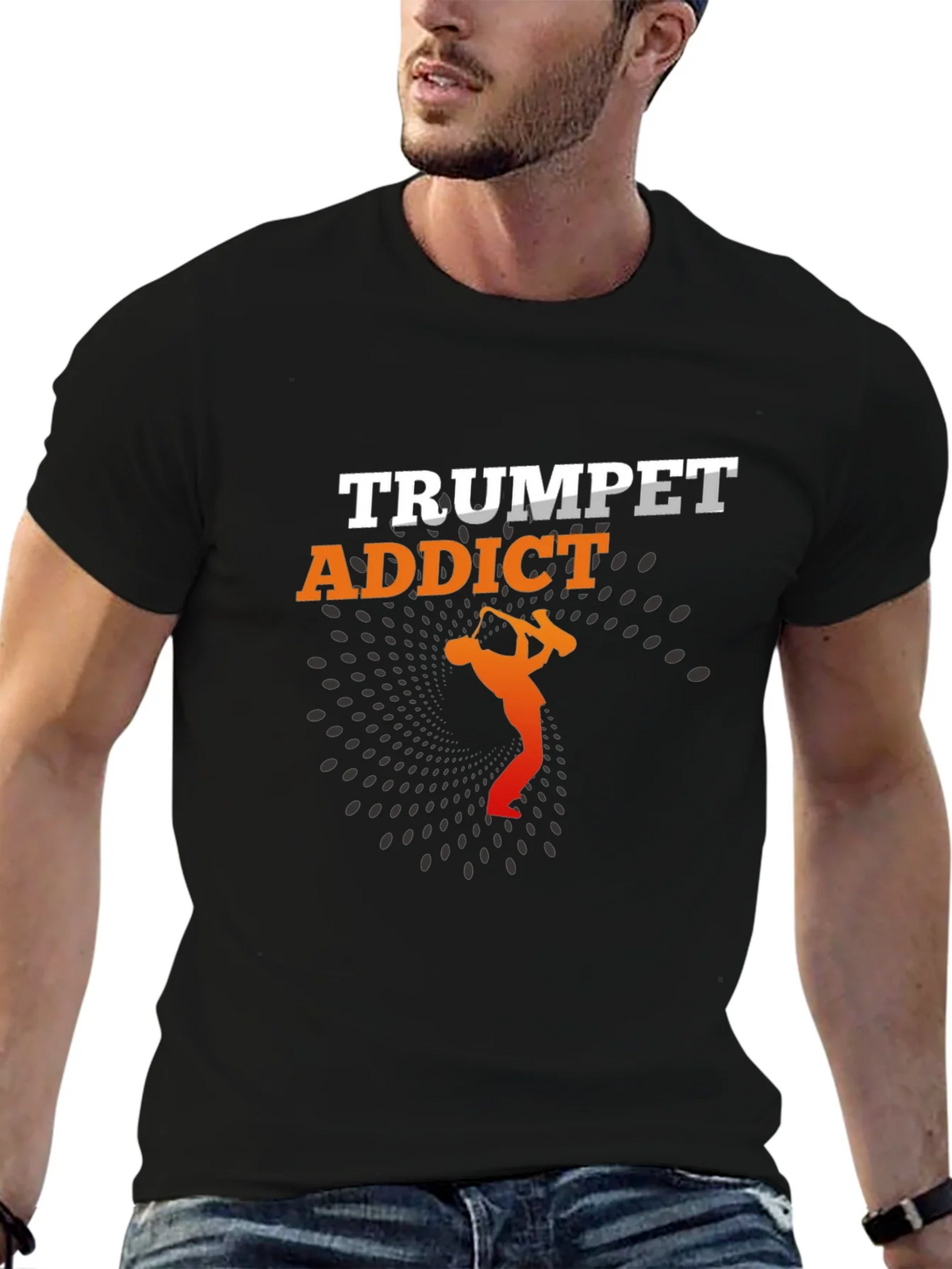 Trumpet Addict Black Graphic Tee - Music Lover T-Shirt product image 6